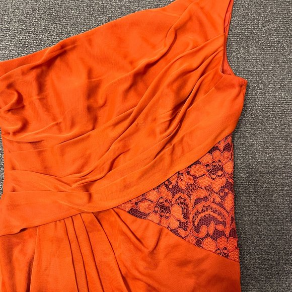David's Bridal Burnt Orange and Purple One Shoulder Strap Dress - Picture 4 of 4